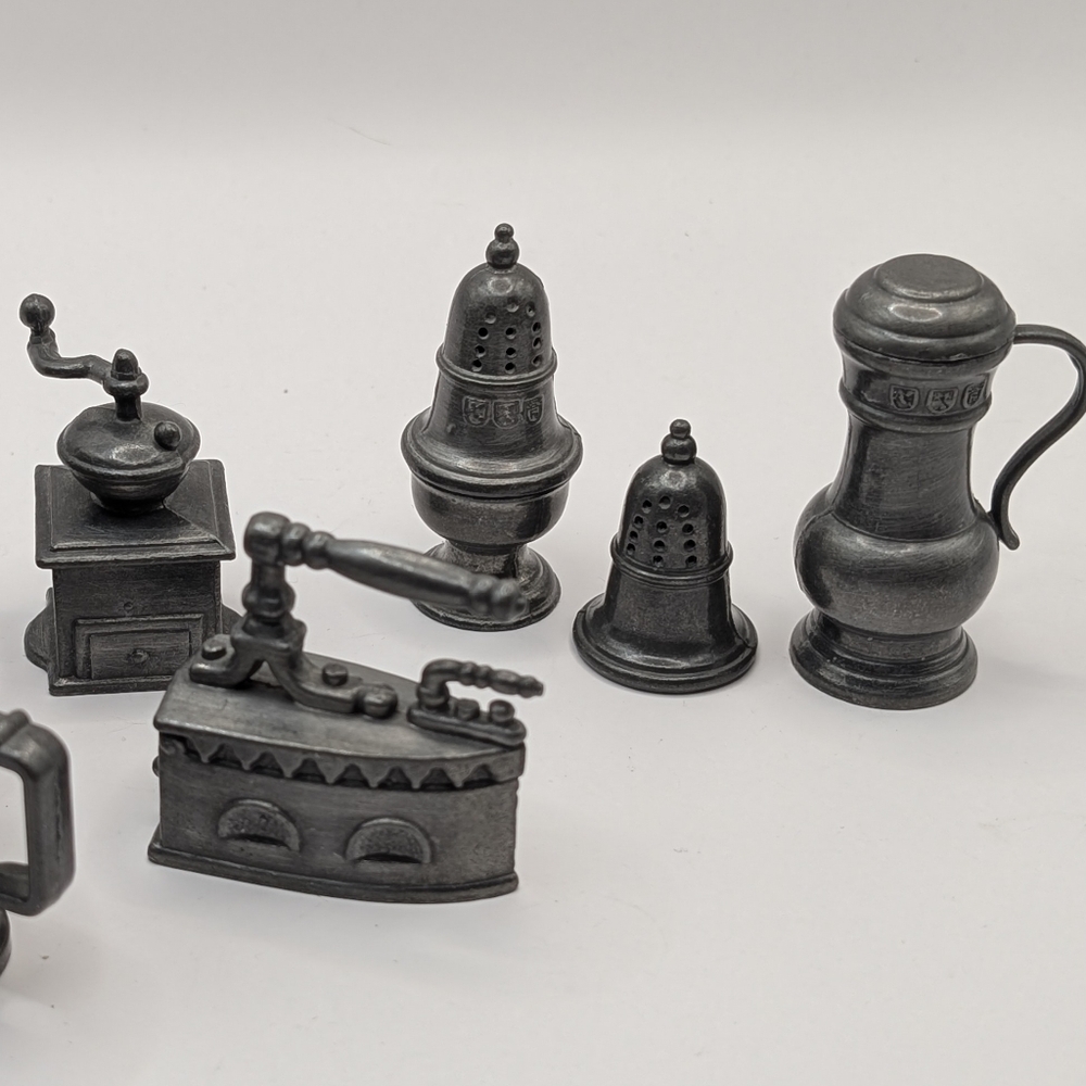 Vintage Pewter Miniatures Lot Of 5 Dollhouse Foca Oosterbeck Holland